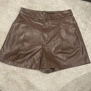 Zara leather shorts